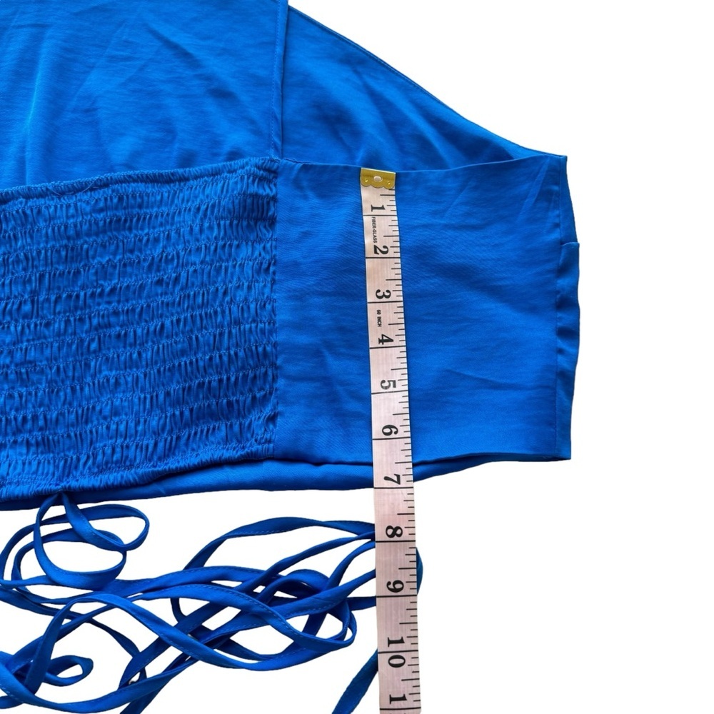 ELOQUII Bundle of 2 Satin Sheen Blue White Strappy Crop Top Plus Size 22 Tie - Picture 7 of 16